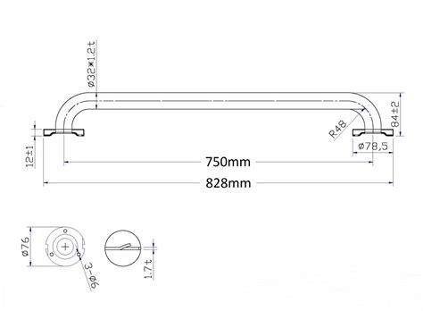 Stainless Steel Grab Bar 750mm