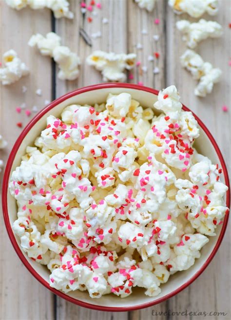 Confetti White Chocolate Popcorn Recipe Valentine S Day Snack Idea