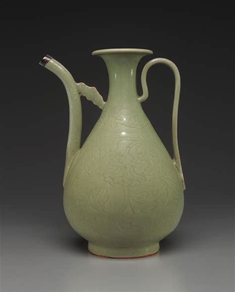 A Carved Longquan Celadon Ewer Early Ming Dynasty Late Th Early