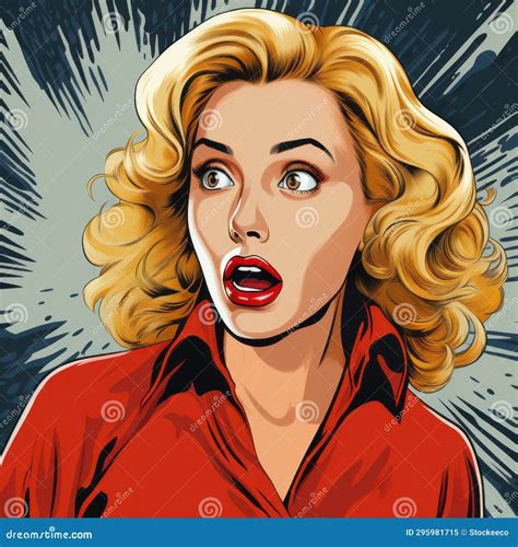 Shocked Blonde Woman Illustration In Retro Hollywood Glamour Style Stock Illustration