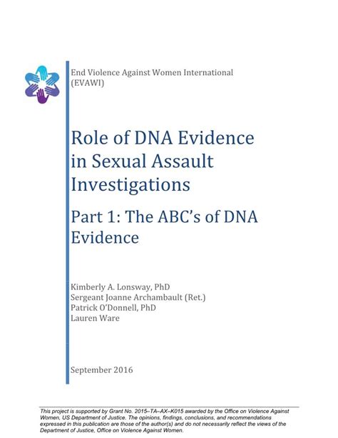 Role Of Dna Evidence In Sexual Assault Investigations September Part 1