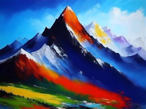 Premium AI Image | Mountains_hand_painted_oil_painting_style