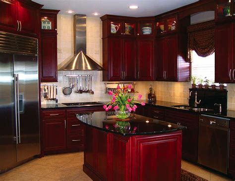 Cherry Wood Kitchen Cabinets With Black Granite Two Birds Home