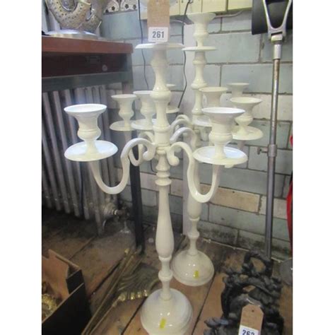 PAIR OF FIVE BRANCH CANDELABRA 78CM TALL