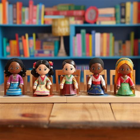 Premium Ai Image Multiracial Gendered Peg Dolls Sitting