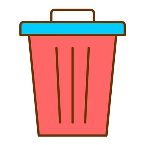 Trash Can Icon Outline Garbage Bin Vector Illustration Pictogram White