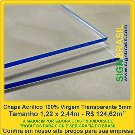 Chapa de Acrílico Transparente 5mm