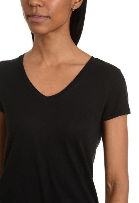 Fitted V Neck Marcy Black Tees Womens V Neck Women Black Tee