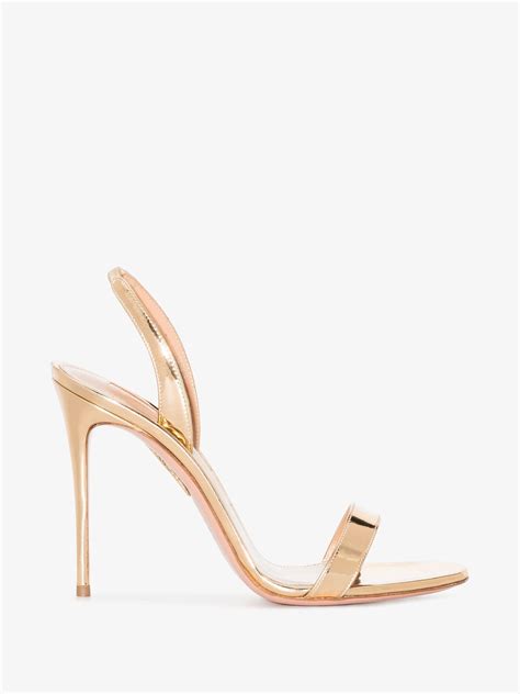 Aquazzura So Nude Leather Sandals In Metallic Lyst