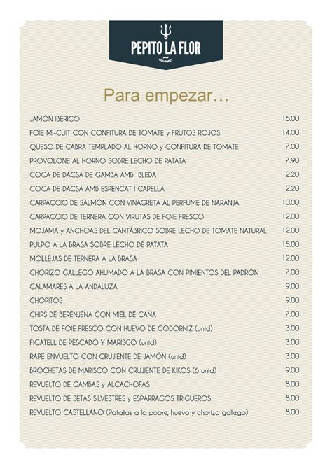 PEPITO LA FLOR Cartas Menu QR