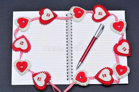 Empty Notepad With Many Hearts Shape Stock Photo Image Of Celebration