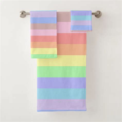 Pastel Rainbow Stripes Bath Towel Set Zazzle