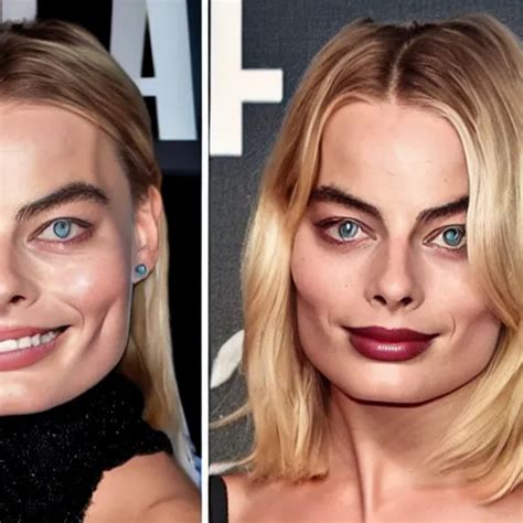 Before And After Of Margot Robbie Transformation To A Stable Diffusion