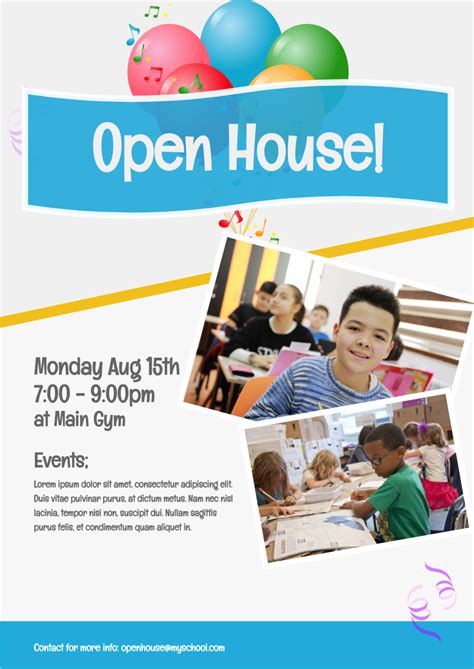 School Open House Event Flyer Template Tidylady Printables 47 Off