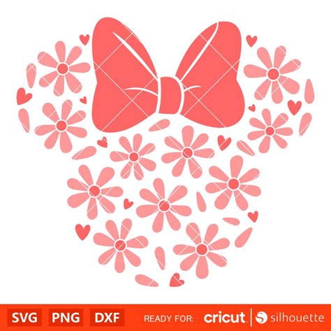 Daisies Minnie Svg Mickey Head Svg Minnie Mouse Svg Disney Svg Cricut Silhouette Vector Cut