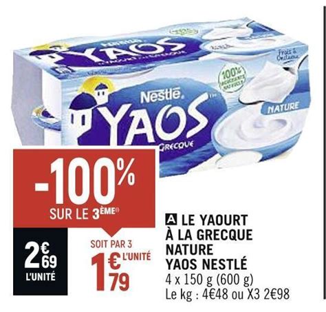 Promo Nestl Le Yaourt La Grecque Nature Yaos Chez Spar