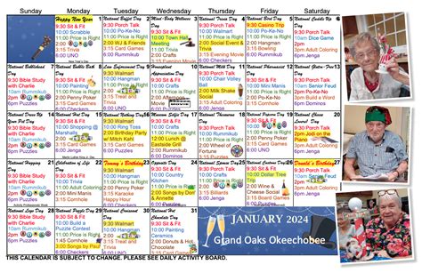 Grand Oaks Of Okeechobee Calendar Grand Oaks Senior Living