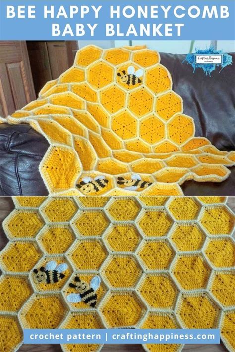 Bee Happy Honeycomb Baby Blanket Crochet Pattern By Crafting Happiness