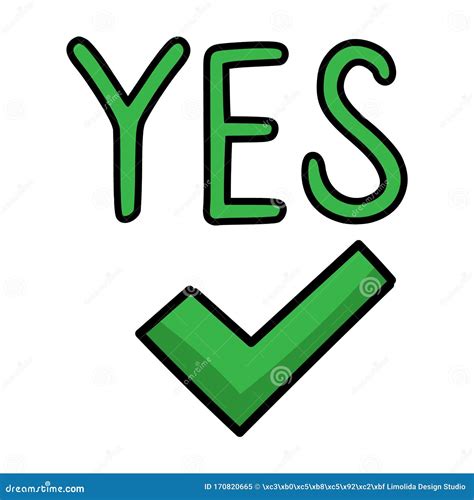 Cute Yes Check Mark Symbol Cartoon Doodle Clip Art Hand Drawn Positive