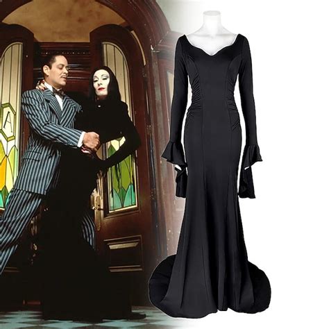 Morticia Addams Vestido De Sirena Mi Rcoles Addams Goth Vestido Negro