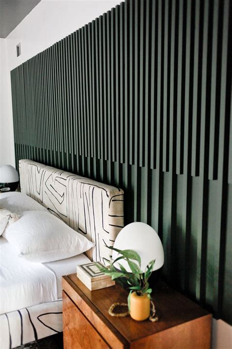 Geometric Wood Feature Walls | Accent wall bedroom, Wall design ...