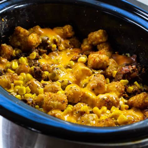 Slow Cooker Taco Tater Tot Casserole Spicy Southern Kitchen