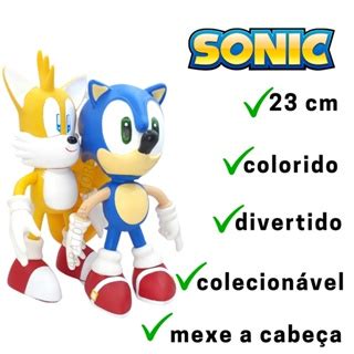 Kit Boneco Sonic Grande Articulado E Boneco Tails Lindo Amarelo