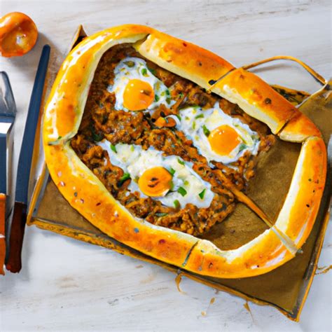 Pide mit Hackfleisch Ei und Käse Rezept