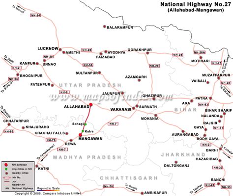 National Highway 27, Driving Direction Map of Allahabad to Mangawan