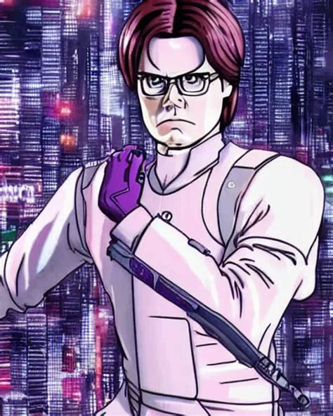 A Still Of Dwight Schrute In Ghost In The Shell Anime Stable