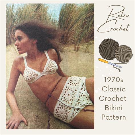 Retro Crochet Bikini Pattern 1970s Easy To Crochet Two Piece Etsy
