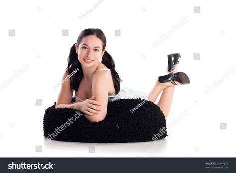 Sexy Brunette Nightie Lying On Bean Stock Photo Shutterstock