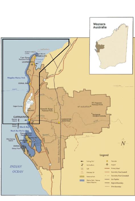 Gascoyne region of Western Australia. The model domain is indicated by ...