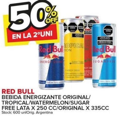 Red Bull Bebida Energizante Original Tropicalwatermelonsugar Free Lata X 250 Ccoriginal X