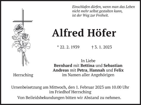 Traueranzeigen Von Alfred H Fer Trauer Merkur De