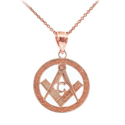 Small Freemason Masonic Bail Pendant Necklace In K Rose Gold Gold