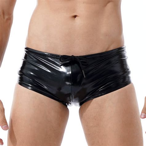 Herren Lack Leder Boxershorts Trunks Shorts Unterw Sche Badehose