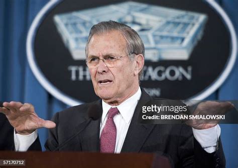 Us Secretary Of Defense Donald Rumsfeld Speaks During A Briefing At