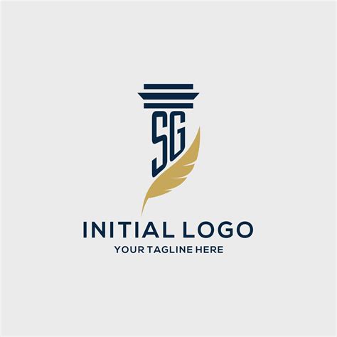 sg monogram initial logo  pillar  feather design  vector