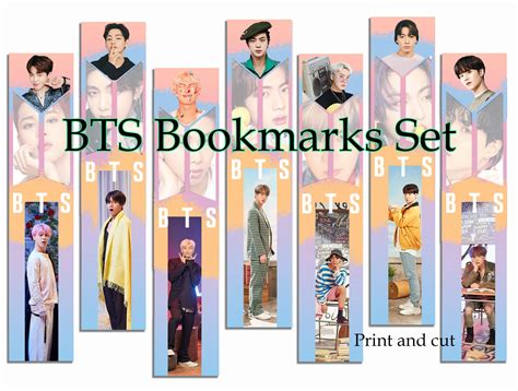 Bts Bookmarks Printable Digital Download Kpop Bangtan Paper Stationery Book Accessories Print