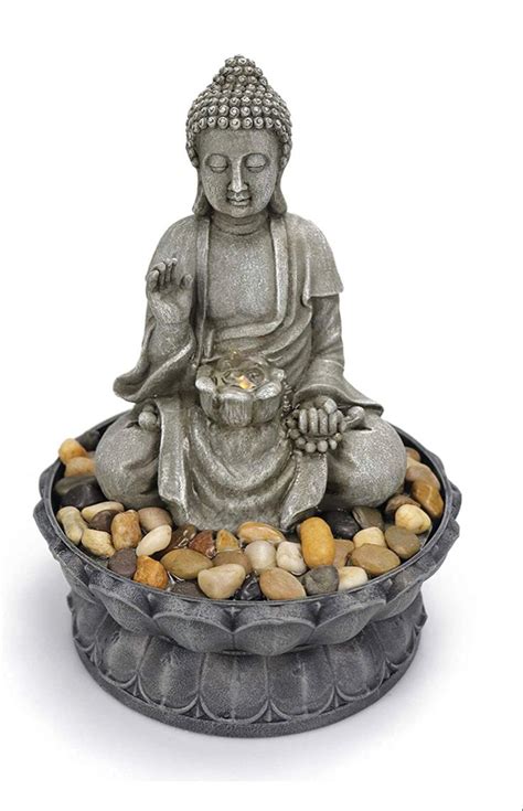 Warm Garden Buddha Fountain Tabletop Water Fountain Sitting Buddha