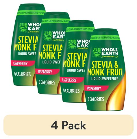 4 Pack Whole Earth Raspberry Liquid Sweetener Stevia And Monk Fruit 1 62 Fl Oz