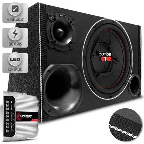 Caixa Som Trio Automotivo 800w RMS Subwoofer 12 Pol Bomber One Módulo