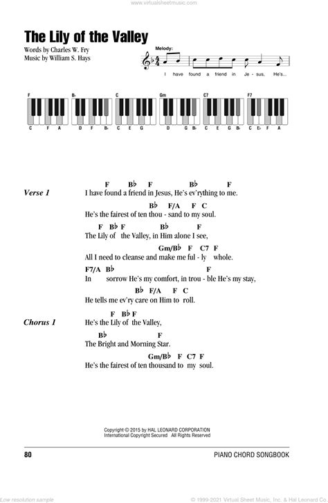 Hays The Lily Of The Valley Sheet Music For Piano Solo Chords Lyrics Melody