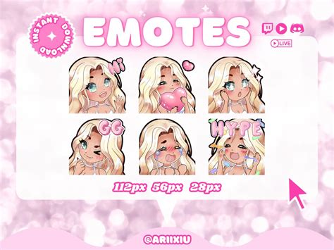 Chibi Girl Cute Twitch Discord Emote Starter Pack Streaming Gamer Streamer Blonde Hair