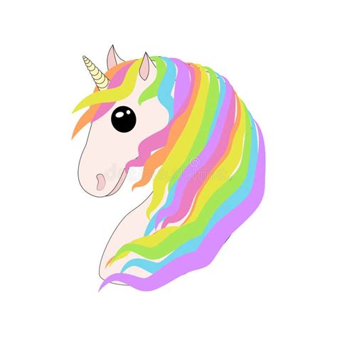 Retrato De Un Unicornio Con El Pelo Arco Iris Coloreado Ilustraci N Del