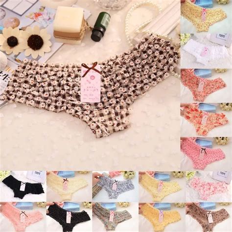 Braguitas De Cintura Baja De Encaje De Malla Con Lazo Para Mujer Bikini C Modo Con