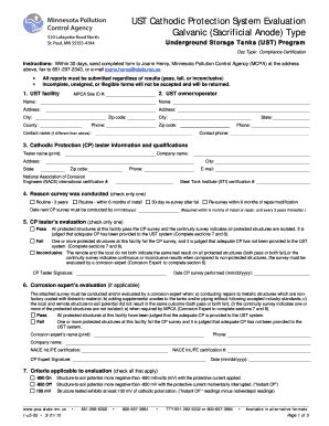 Fillable Online Pca State Mn Ust Cathodic Protection System Evaluation