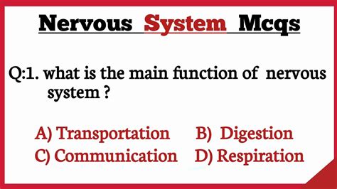 Nervous System Mcq Nervous System Human Nervous Mcqs For