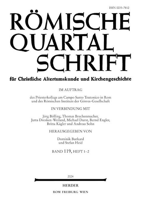 Römische Quartalschrift für christliche Altertumskunde und